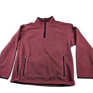 Old Navy Quarter Zip Jacket Mens L Burgundy Fleece Pullover‎ Warm